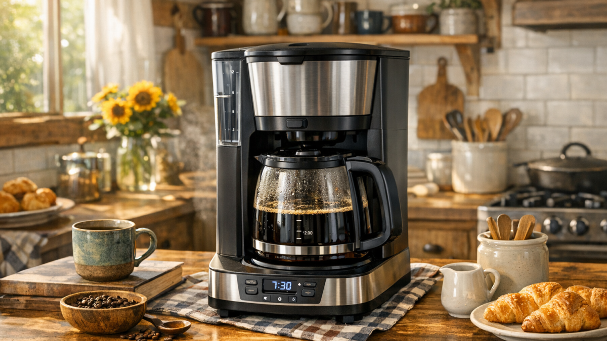 Amerikanische Kaffeemaschine in offener Küche mit amerikanischem Stil