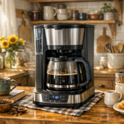 Amerikanische Kaffeemaschine in offener Küche mit amerikanischem Stil