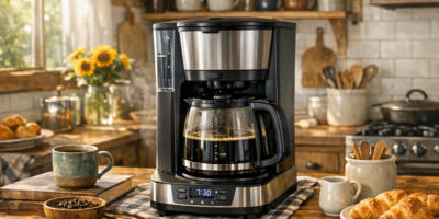 Amerikanische Kaffeemaschine in offener Küche mit amerikanischem Stil