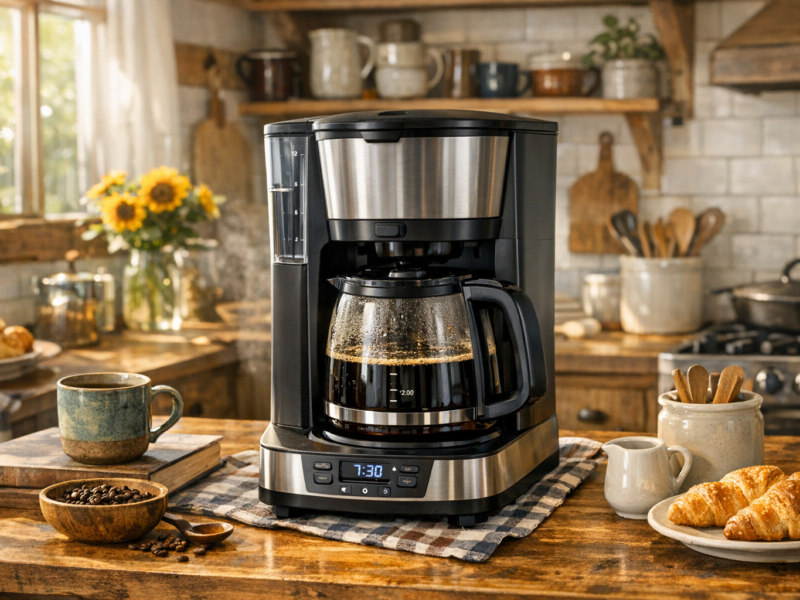 Amerikanische Kaffeemaschine in offener Küche mit amerikanischem Stil