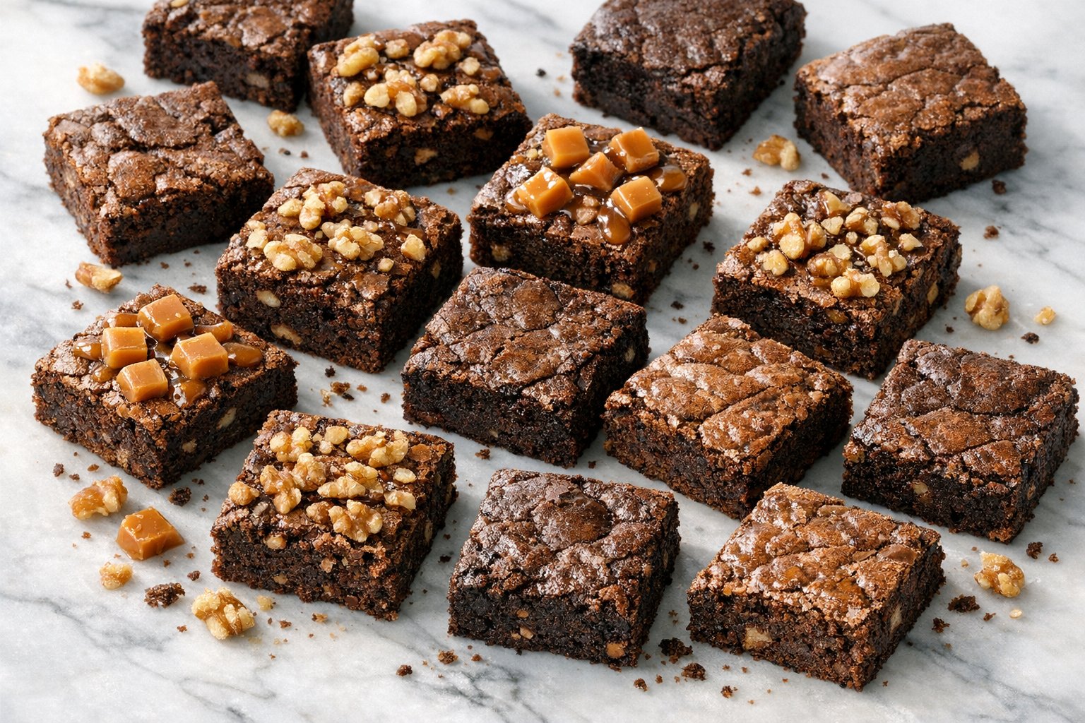 American Brownie Varianten mit Walnüssen und Karamell