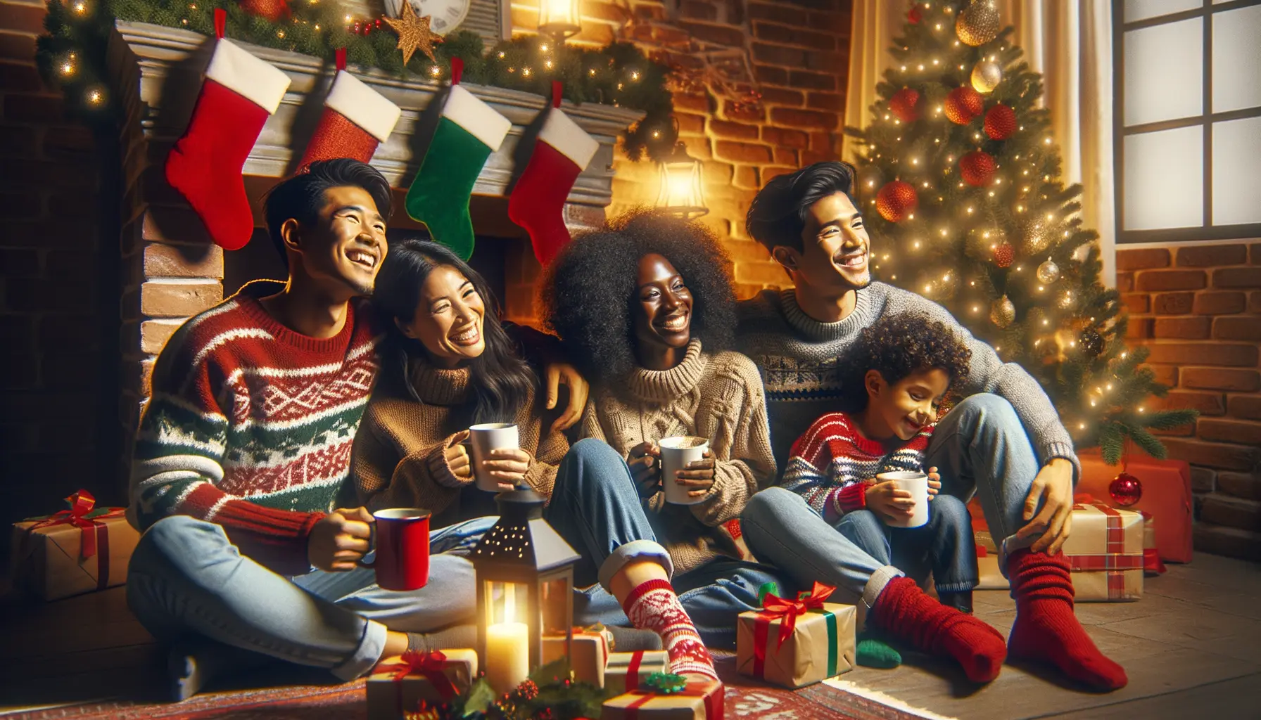 Amerikanische Weihnachtsbräuche Familie feiert zusammen zu Hause