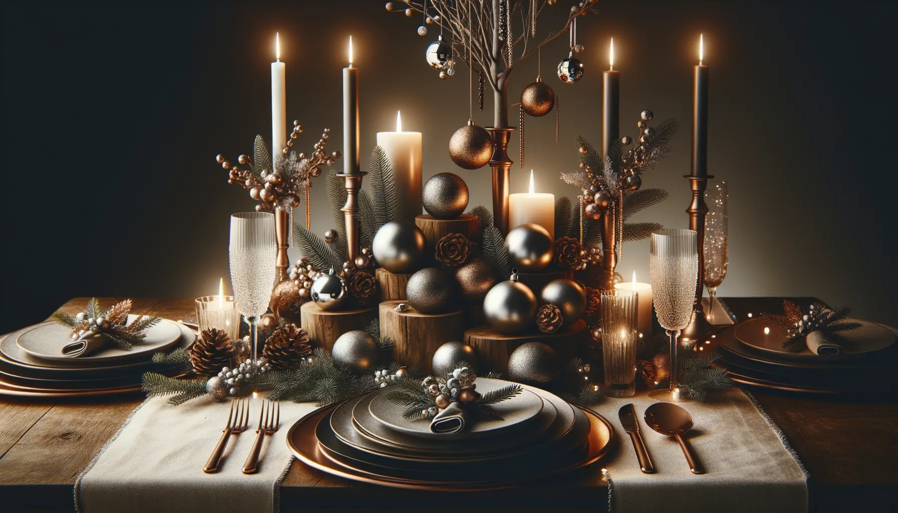 Moderne amerikanische Weihnachtsdeko mit Metallic-Akzenten und Naturmaterialien für festliche Trends 2025