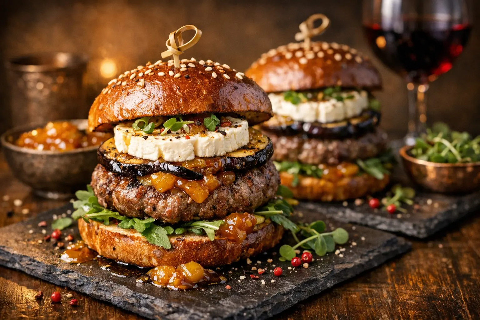 Gourmet ausgefallene Burger Ideen mit exotischen Belägen