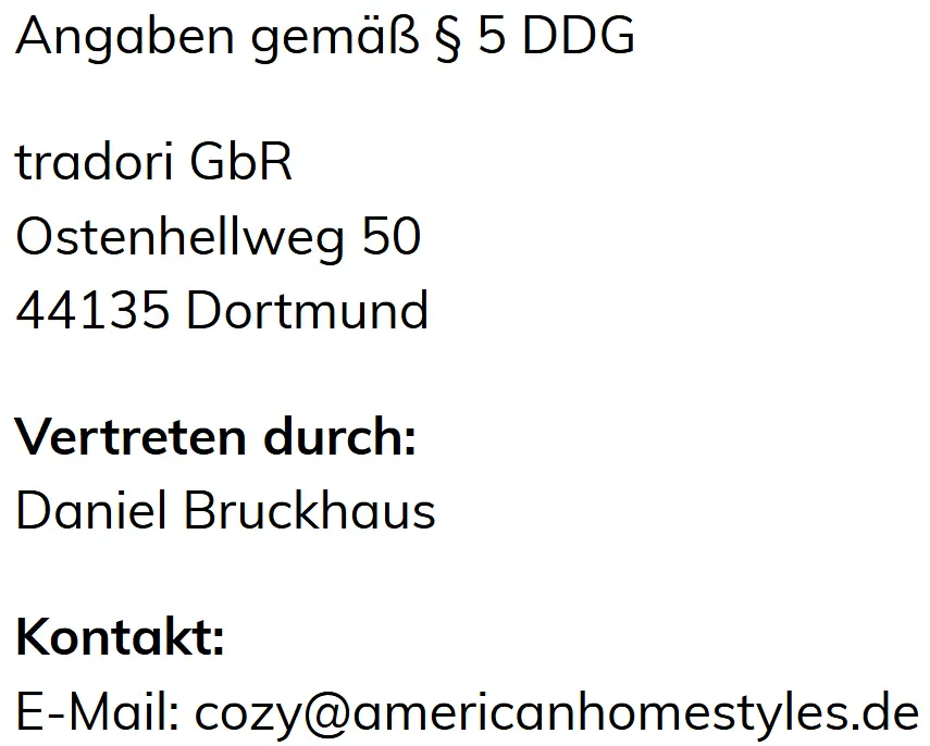 Impressum von americanhomestyles.de