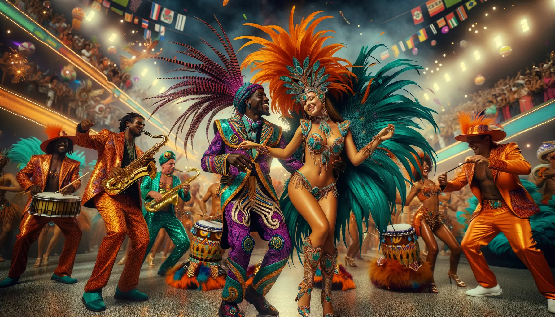 Karneval USA bunte Kostüme und Musiker bei der Feier