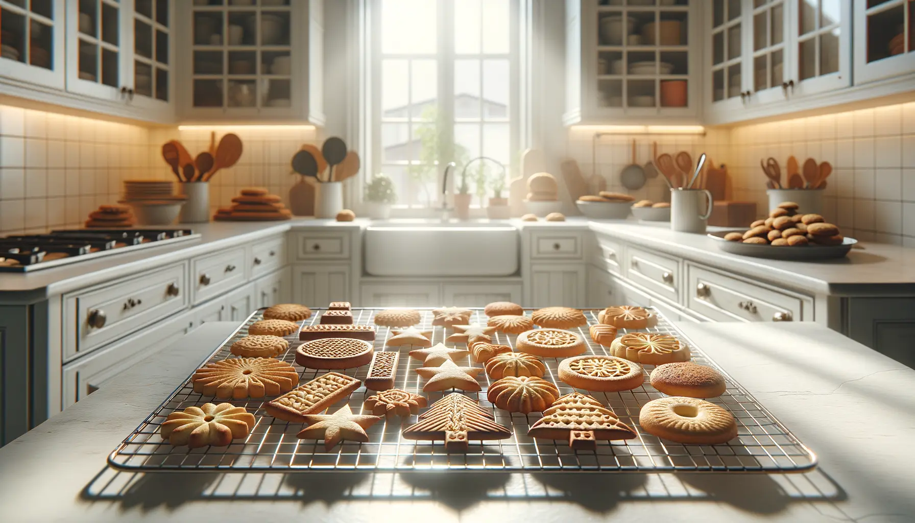 Frisch gebackene Shortbread Plätzchen in unterschiedlichen Formen